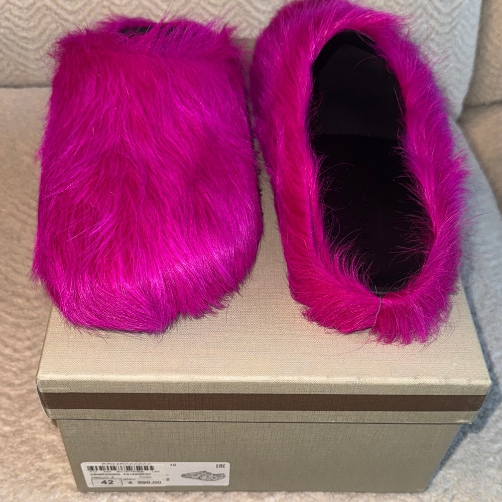 Marni Pink Furry Loafers